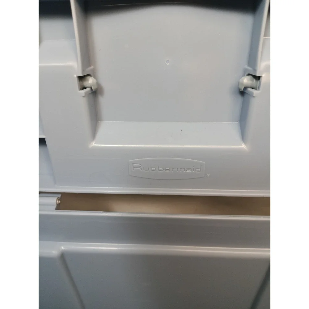 Rubbermaid Portable Hanging File Box with Latch and Handle Blue Gray Plastic